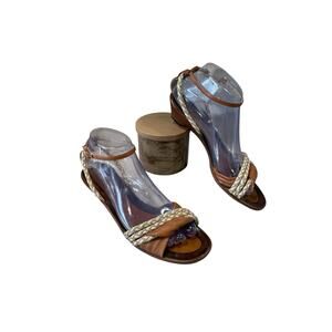 Barefoot Originals Women's Size 8N Brown Woven Leather Sandals Made In Italy